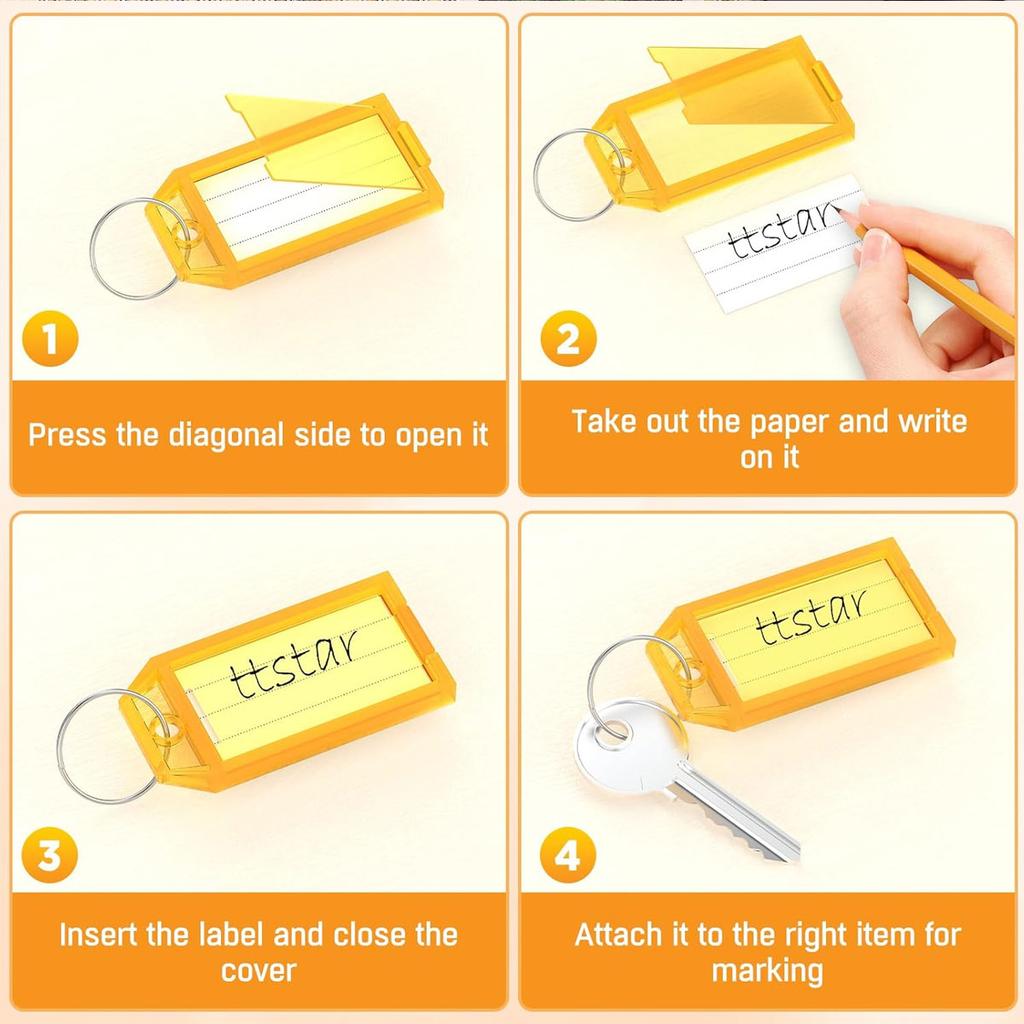 20/50PCS Colorful Plastic Flap Key Labels - Durable Double-Sided Marking Keychain Tags for Airport/Hotel Luggage & ID ZSY