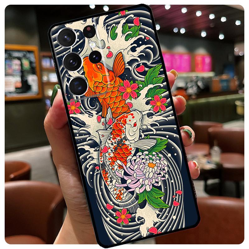 Japanese Koi Phone Case For Samsung Galaxy S25 Ultra S21 S22 S23 S24 Ultra S9 S10 Plus S24 S25 FE Cover