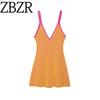 Zbzr Spring New Women Clothes Western Style Sling Jacquard V-neck Spaghetti Strap Short Dress 4770802 620