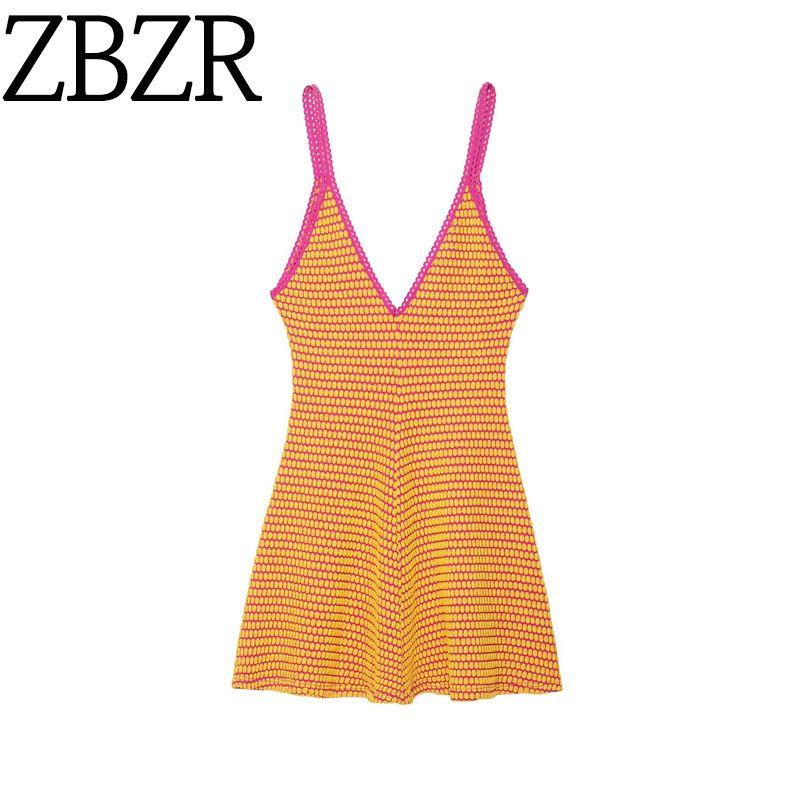 Zbzr Spring New Women Clothes Western Style Sling Jacquard V-neck Spaghetti Strap Short Dress 4770802 620