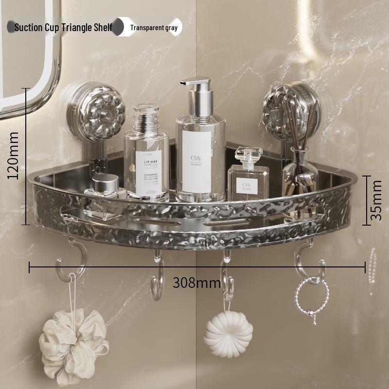Corrugated Suction Cup Bathroom Triangle Shelf - Punch-Free Wall-Mounted Storage Rack
