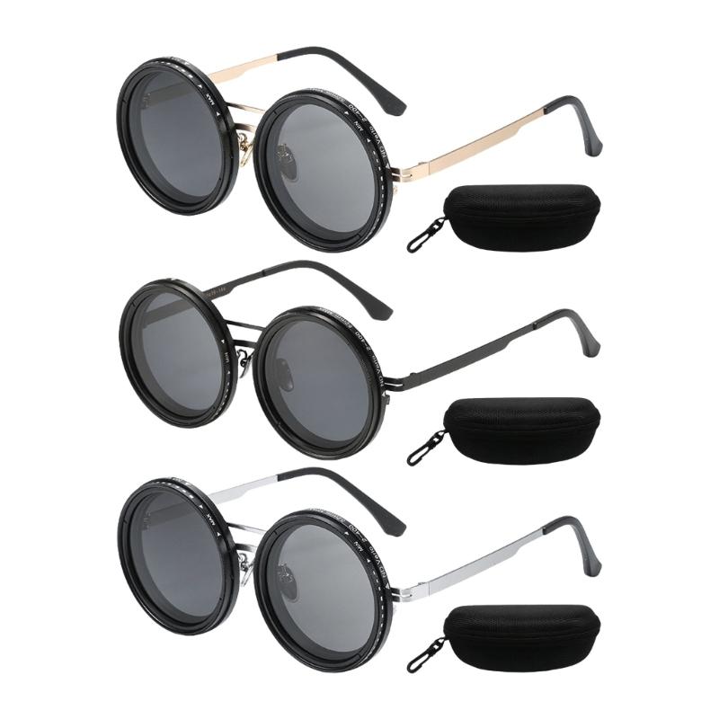Round Polarized Glasses Outdoor Fishing Glasses Tinted Eyewear Adjustable Dimming Sunglasses for Outdoor Activity