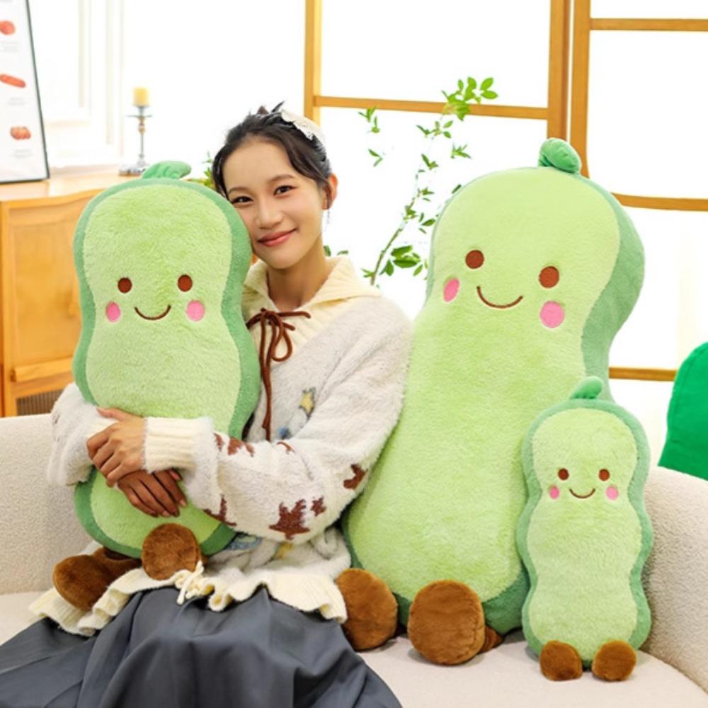Long throw pillow cartoon pea sleeping leg pillow doll children sleep with doll doll machine exchange plush toy