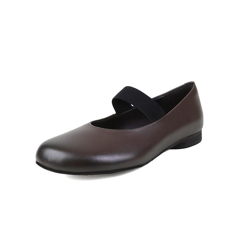 Black single shoes flat-soled French soft-soled grandma shoes versatile ballet Mary Jane shoes