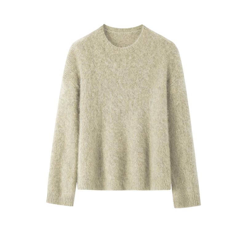 2026 Women's Loose Knit Pullover - Wool, Mulberry Silk, Cashmere Sweater with Brushed Yarn