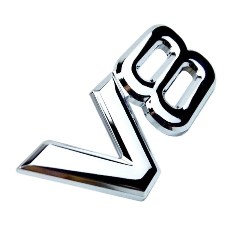 Auto Metaallegering 3D V8 Logo Cilinderinhoud Kofferbak Achter Auto Badge Decal Chrome V8 Side Wing Emblem Sticker Auto styling