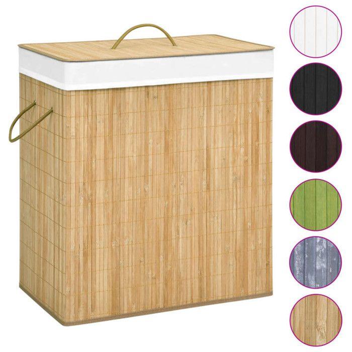 VidaXL Panier à linge avec 2 sections bambou 100 L 320740
