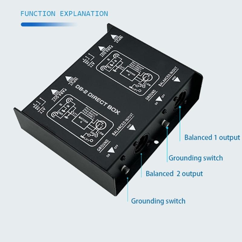 Metal Housing DI Box Double Channel Audios Isolator Hum Eliminators For Studio Recording Stage Use Noise reductions