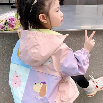 New 2025 Girls' Hooded Windbreaker Jacket - Stylish Autumn & Spring Fashion for Baby Girls