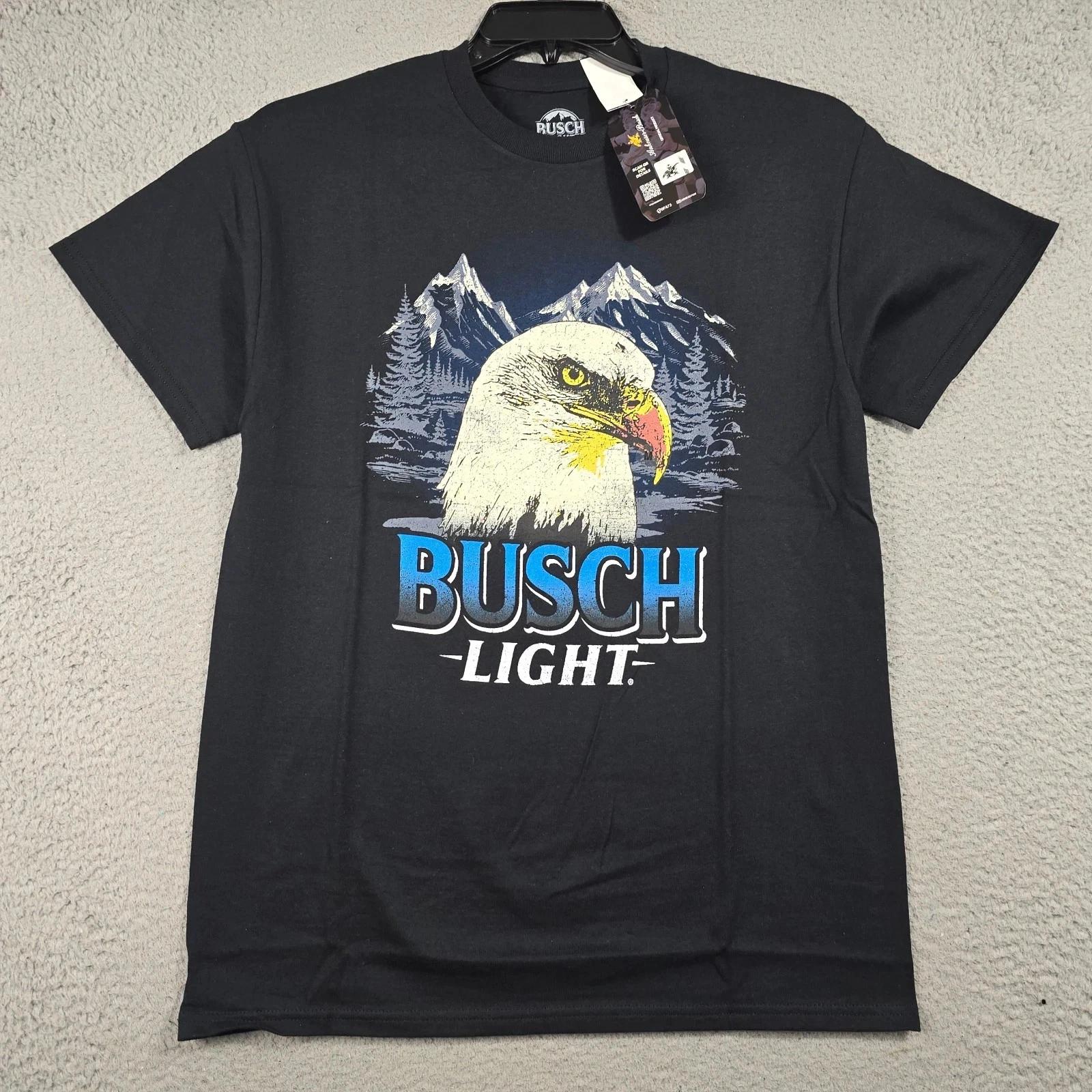BUSCH LIGHT Beer Eagle Shirt MENS Medium Black Hunting CASUAL Distressed NWT 2XL