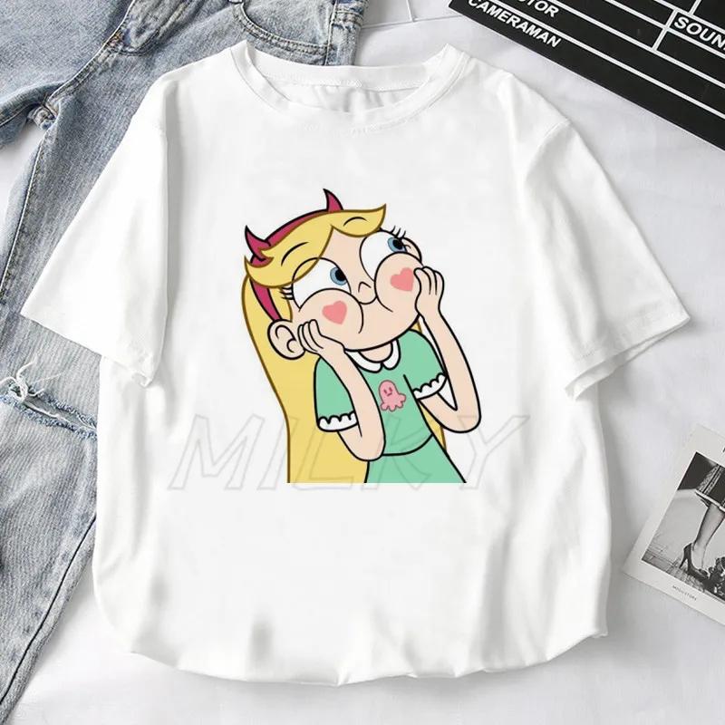 Fashion Retro Star Vs. The Forces of Evil Cartoon Anime T-shirt Summer Short Sleeve Women T Shirts 2025 Couple Tee Tops Clothes