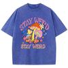 Stay Weird Paddenstoel Bloemen Design Gewassen T-shirt Vrouw Zomer Hip Hop T-shirts Katoen Oversized Kleding Korte Mouw