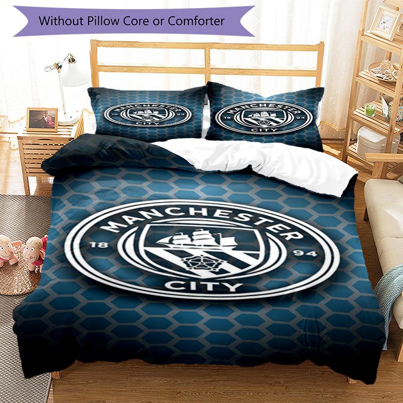 City Football Club Printed Pattern Duvet Cover Set – Includes 1 Duvet Cover and 2 Matching Pillowcases Bedroom Decor Christmas Gifts