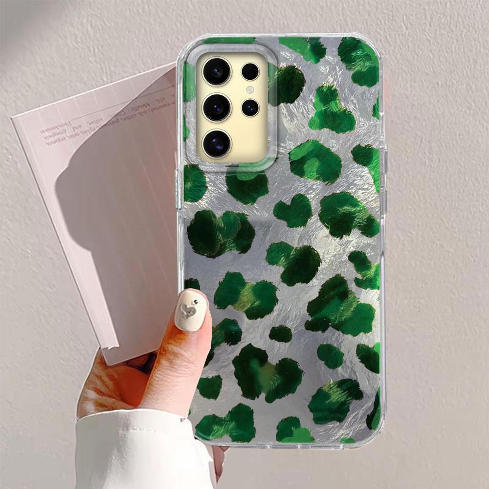 

Женский чехол для телефона с розово-зеленым леопардовым принтом для Samsung Galaxy S25 Edge S24 S23 S22 S21 S20 FE Plus Ultra Shell TPU Cover Samsung Galaxy S22 Plus белый