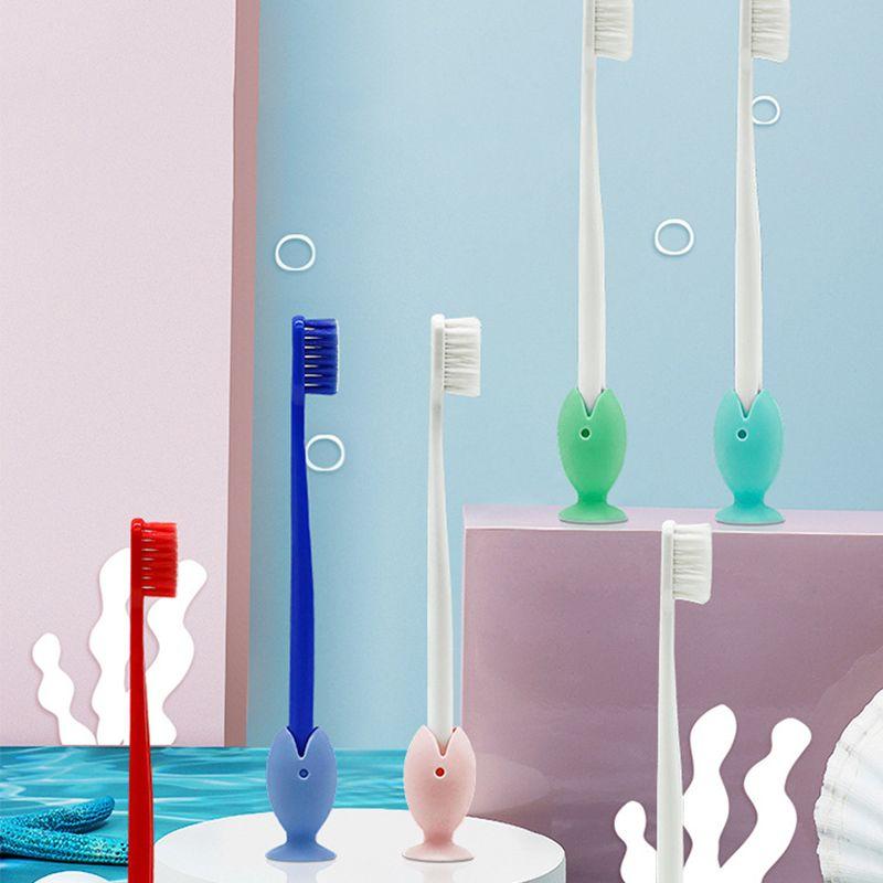 

Multifunctional Cartoon Silicone Small Fish Toothbrush Holder Base Bathroom Storage Too Travel Toothbrush Protective Cover рожевий