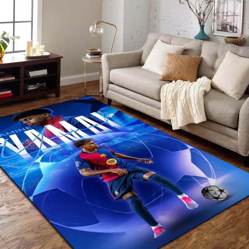 Tappeto Stampa 3D Stella del Calcio Lamine Y-Yamal Morbido Antiscivolo Lavabile Tappetino per Pavimento Camera da Letto Soggiorno Decorazione per Tifosi di Sport Regalo per Ragazzi