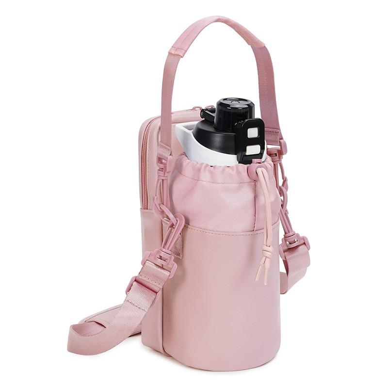 Borsa Porta Borraccia da Viaggio con Tracolla e Tasca per Telefono per Escursionismo e Avventura all'Aperto