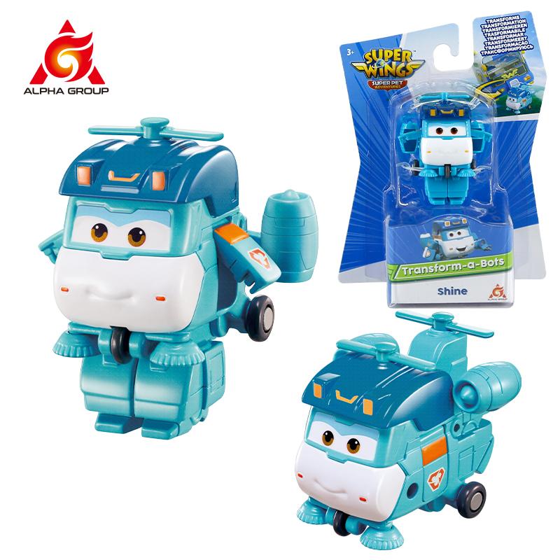 Super Wings Mini Dizzy Transform Roboter zu Flugzeug in 3 Schritten 5 cm Verformbare Actionfiguren 2 Modi Verwandlung Kinderspielzeug