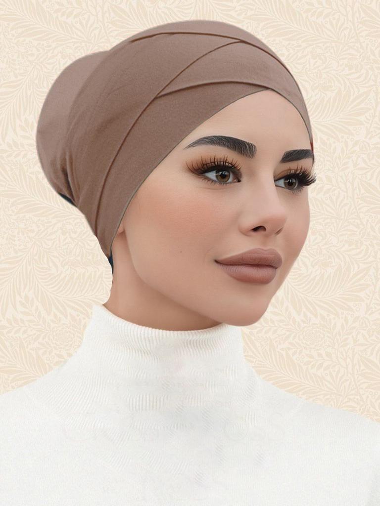 Cross Inner Hijab Women Stretch Turban Hat Lslamic Underscarf Bonnet Hat  Cotton Jersey Inner Hijab