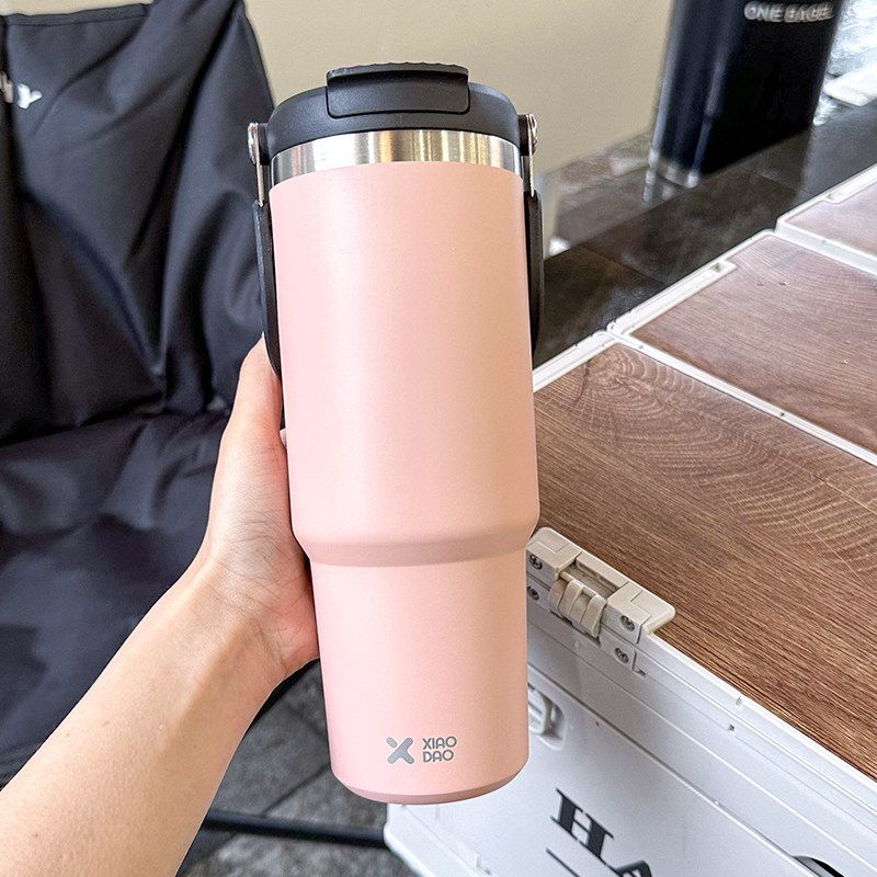 Large Capacity Vacuum Cup 2024 New Arrival Large Ice Cup Portable Vehicle-Borne Cup with Straw Summer Ins Traveling Vacuum Cup
