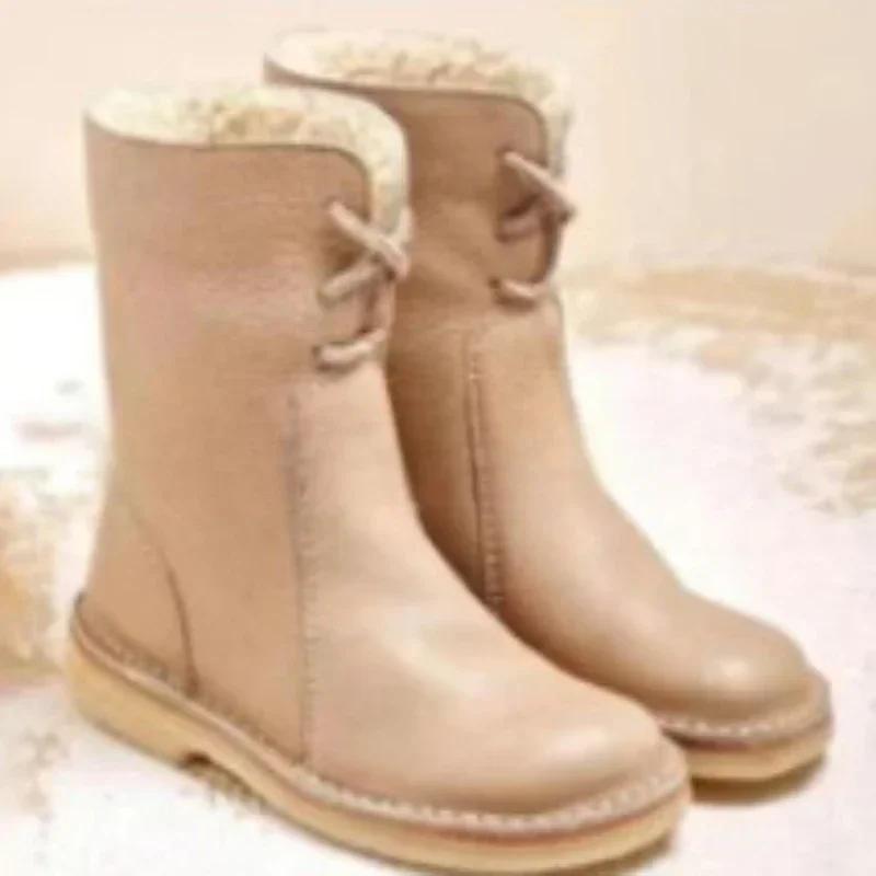 Dámské sněhule Zimní boty Lehké šněrovací kožešinové boty pro ženy Nové vysoké strečové boty PU kůže Botas Mujer