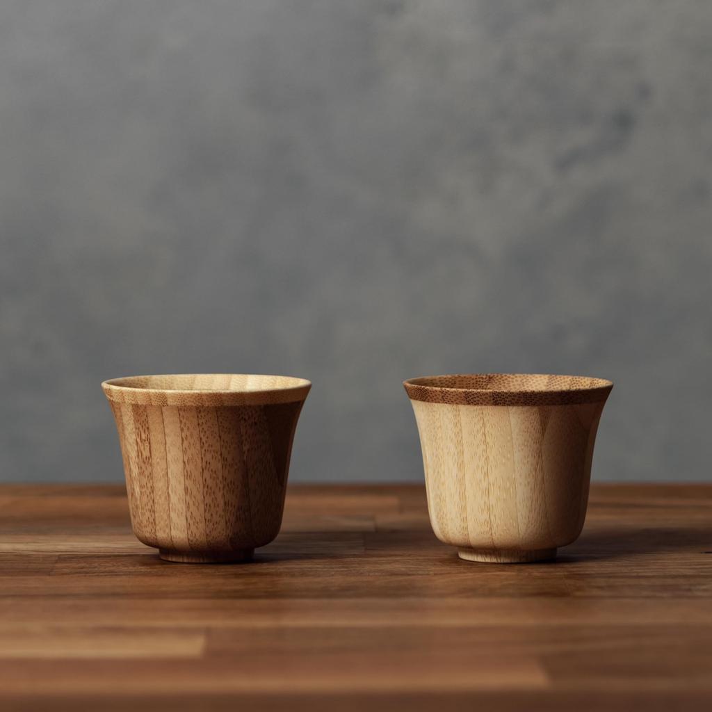 RIVERET SUZU Ochoco 60ml Pair Set Bamboo Dishwasher Safe White/Brown RV-119WB