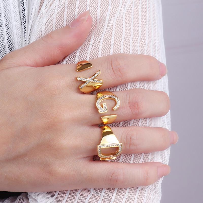 26 English Alphabet Adjustable Women's Fashion Rings