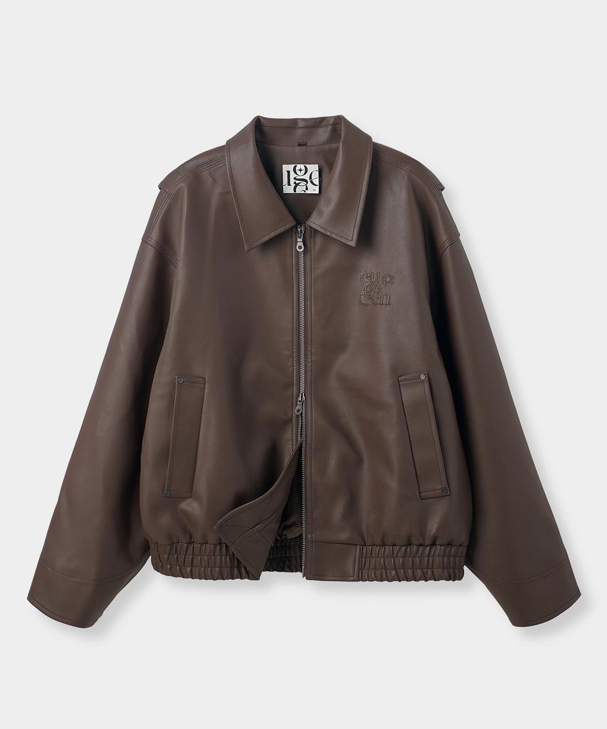 Euggen 2Way Pu Minimal Leather Jacket_Brown
