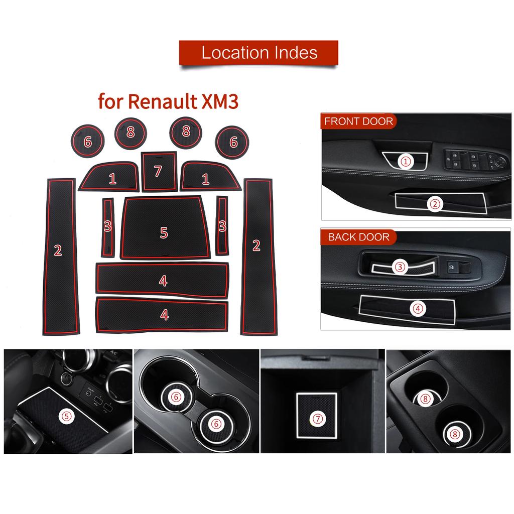 Anti-Slip Gate Slot Cup Mat for Renault XM3 2020 - 2025 Non-Slip Door Groove Pad Interior Accessories