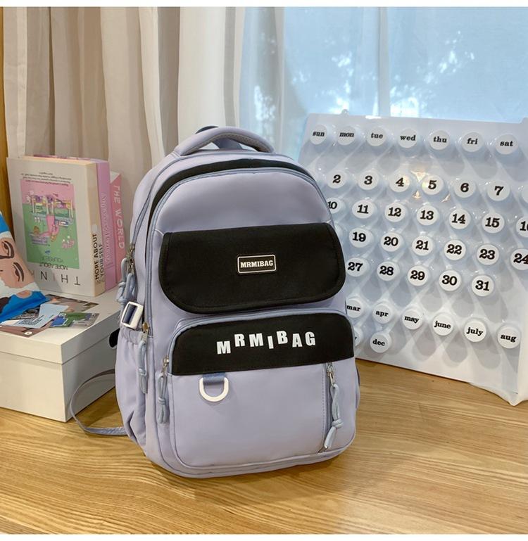 Schoolbag Fashion Color Matching Backpack Women's New Korean Version Casual Versatile Girl Student School Bag Trend Travel Backpack Wholesale
