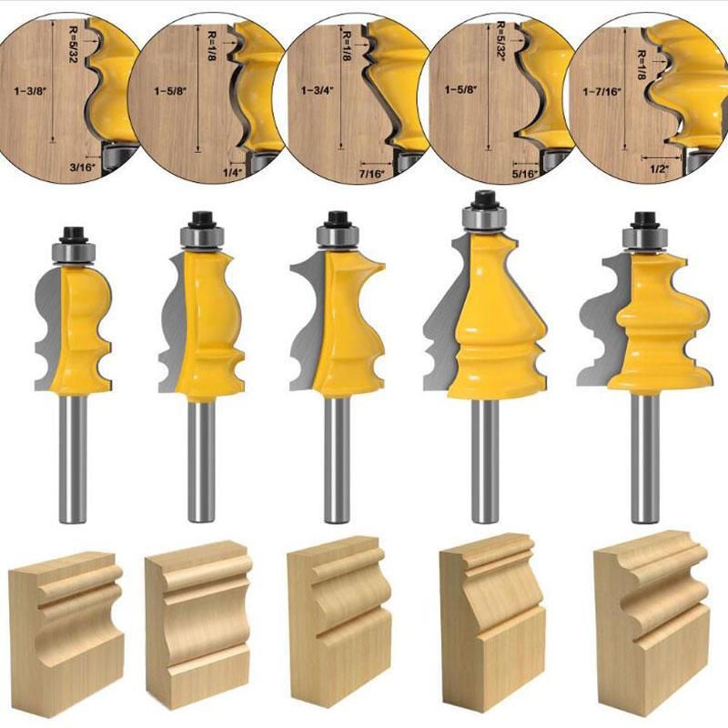 Architectural Molding Handrail Router Bit Casing Base CNC Line Woodworking Cutters Face Mill 8mm Shank