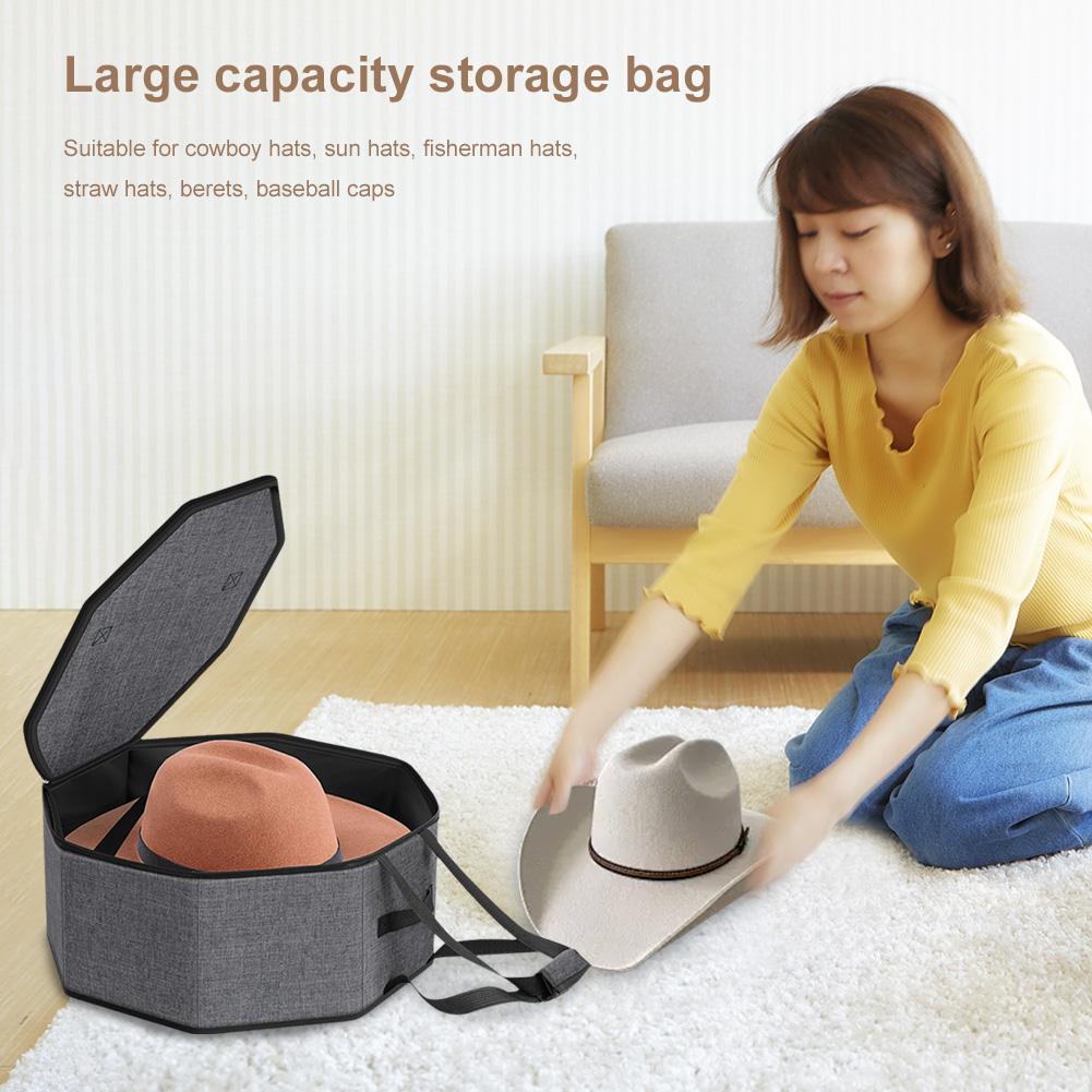 Hat Storage Box with Hook Stackable Hat Organizer with Cardboard Support Foldable Hat Case for Women Men Storage