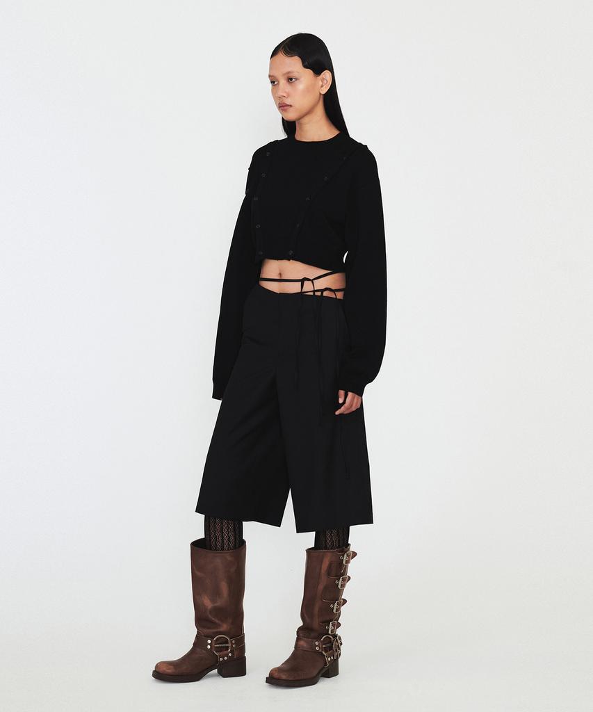 Daiaegeuneol Crop Button Knit Top (Black)