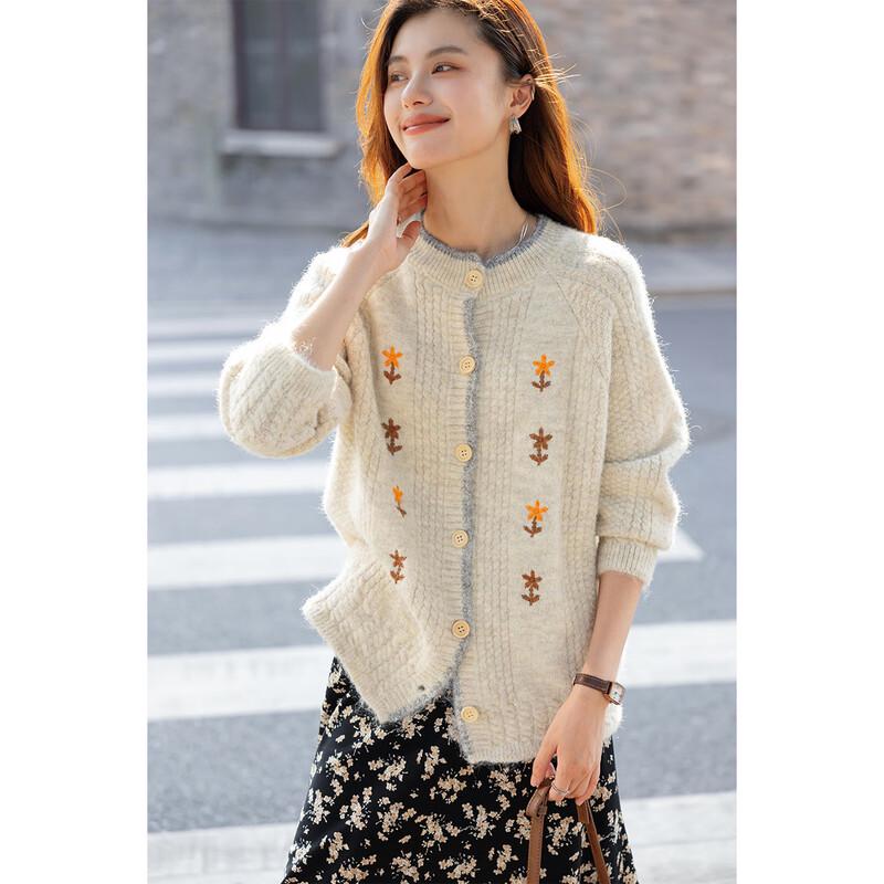 MOKANA Youthful Embroidered Plush Knit Sweater