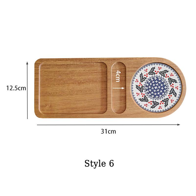 HeMu Massivholz Trenntablett Nachmittagstee-Tablett Tassenbeschichtung Dessert kleines Tee-Tablett einfaches Speisetablett Wärmeisolierendes Tablett