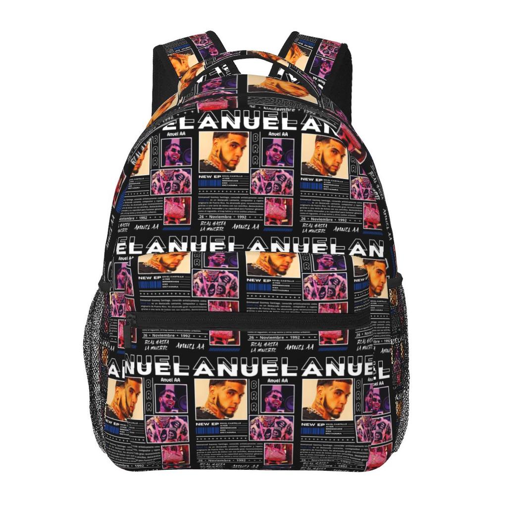 Rapper Anuel AA World Tour Student Backpack School Bag Hiking Travel Daypack for Men Women Fashion Bookbag Shoulder Bags