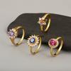 Nidin New Fashion 3 Styles Flower Shape Shiny Crystal Zircon Rings For Women Elegant Aesthetic Finger Jewelry Wedding Gifts
