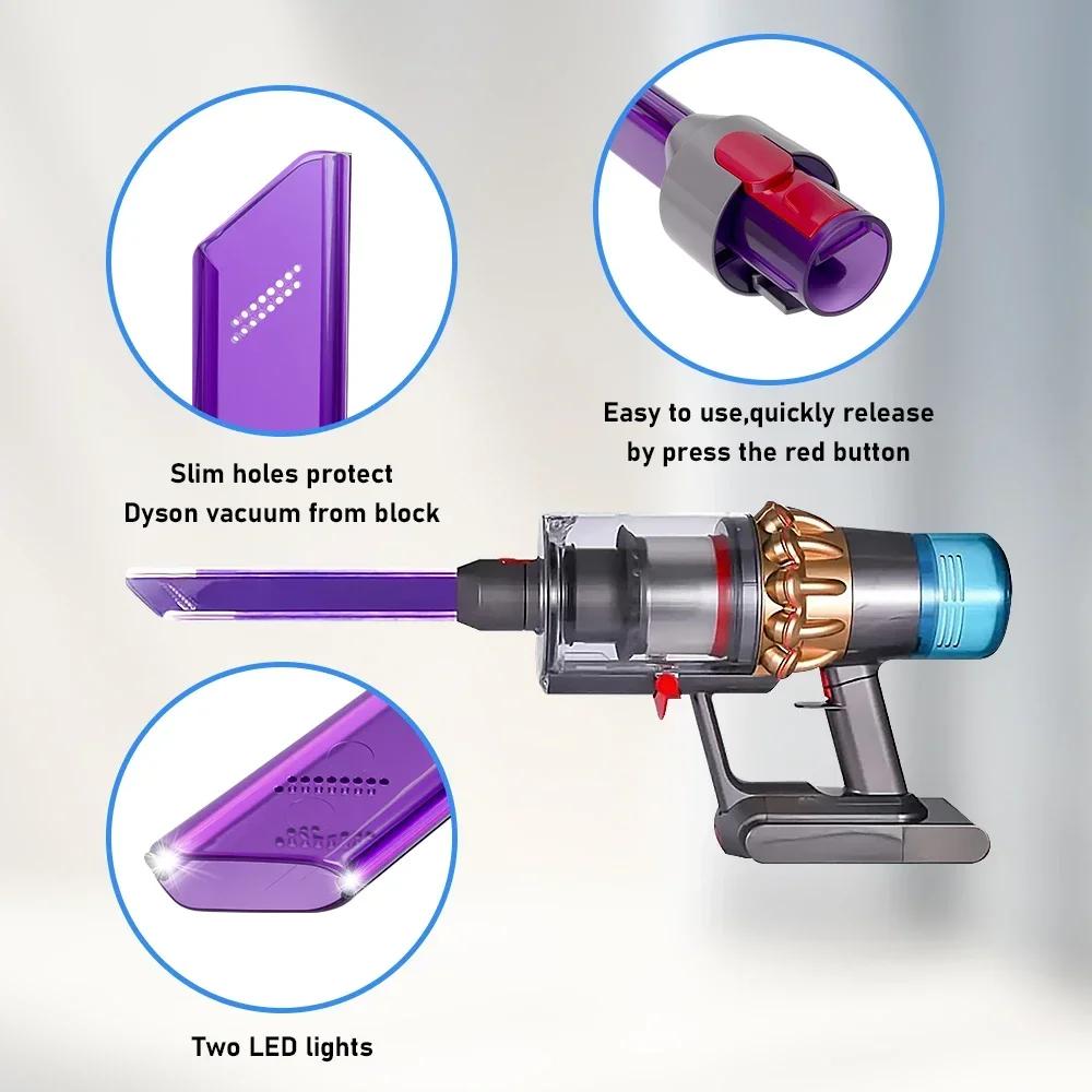 Crevice Nozzle Tool For Dyson V7 V8 V10 V11 V15 Cordless Vacuum Cleaner Floor Cleaning Parts LED Light Pipe Nozzle Accessories