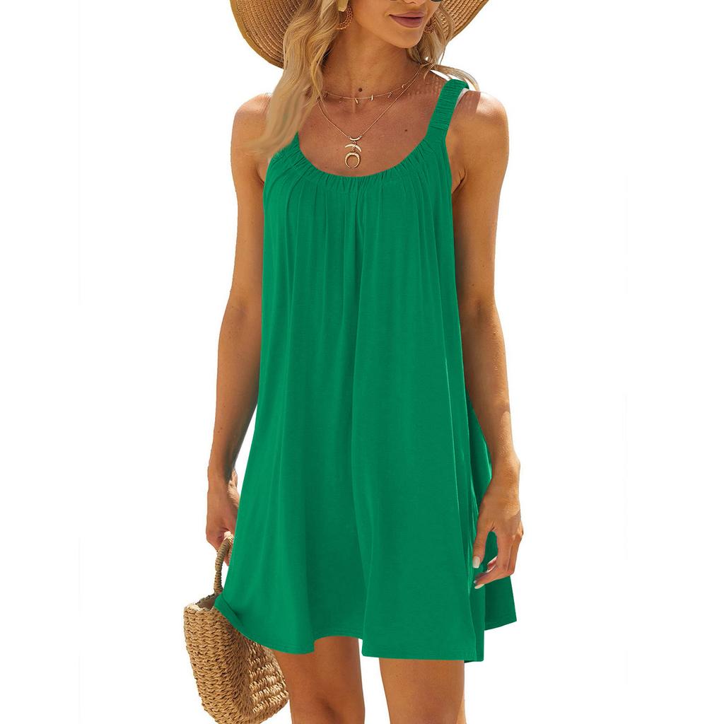 Ladies' Casual Loose Sleeveless U-neck Dress