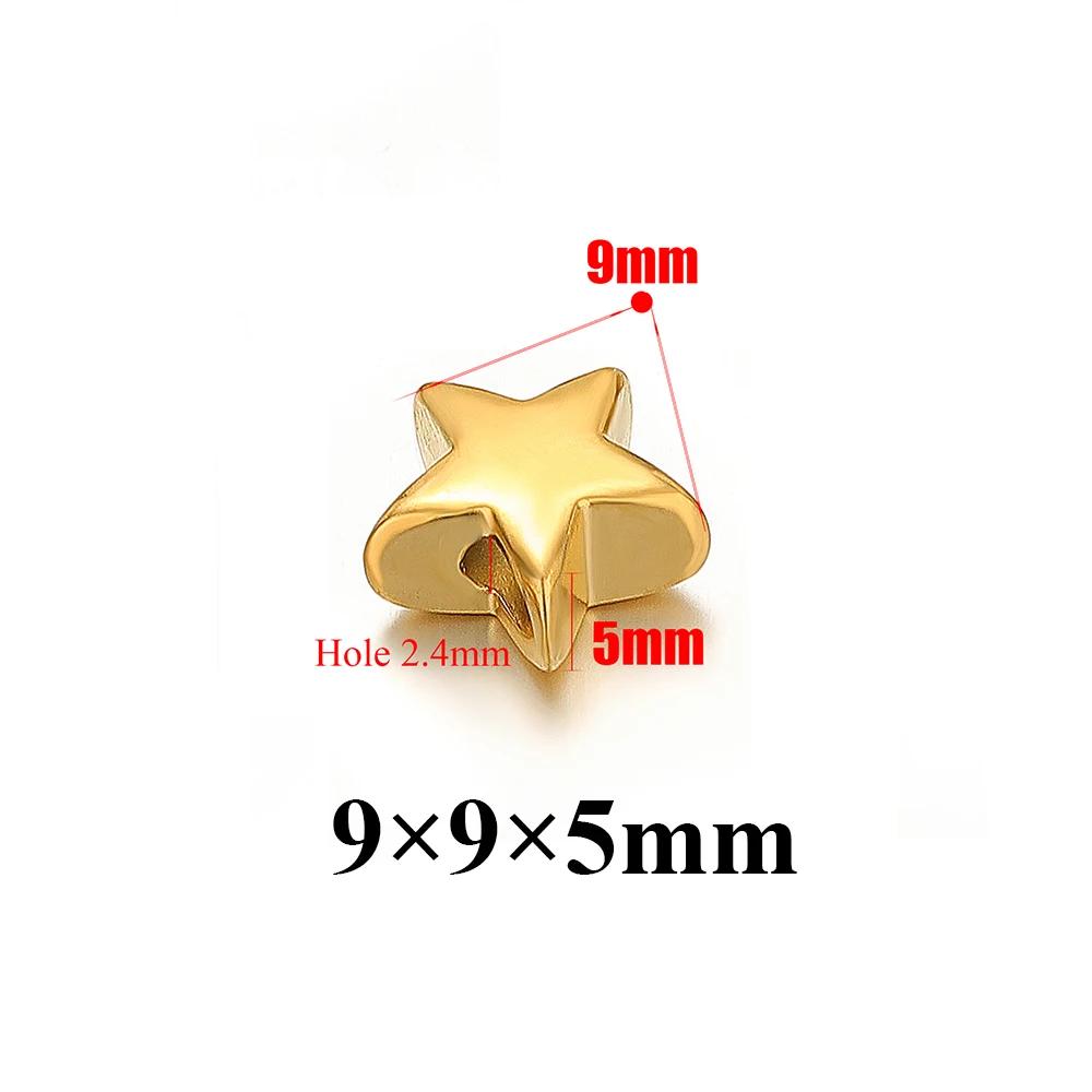 10Pcs Stainless Steel Gold Color Star Heart Spacer Beads for Bracelet Findings Necklace Earrings Making DIY Jewelry Accessories