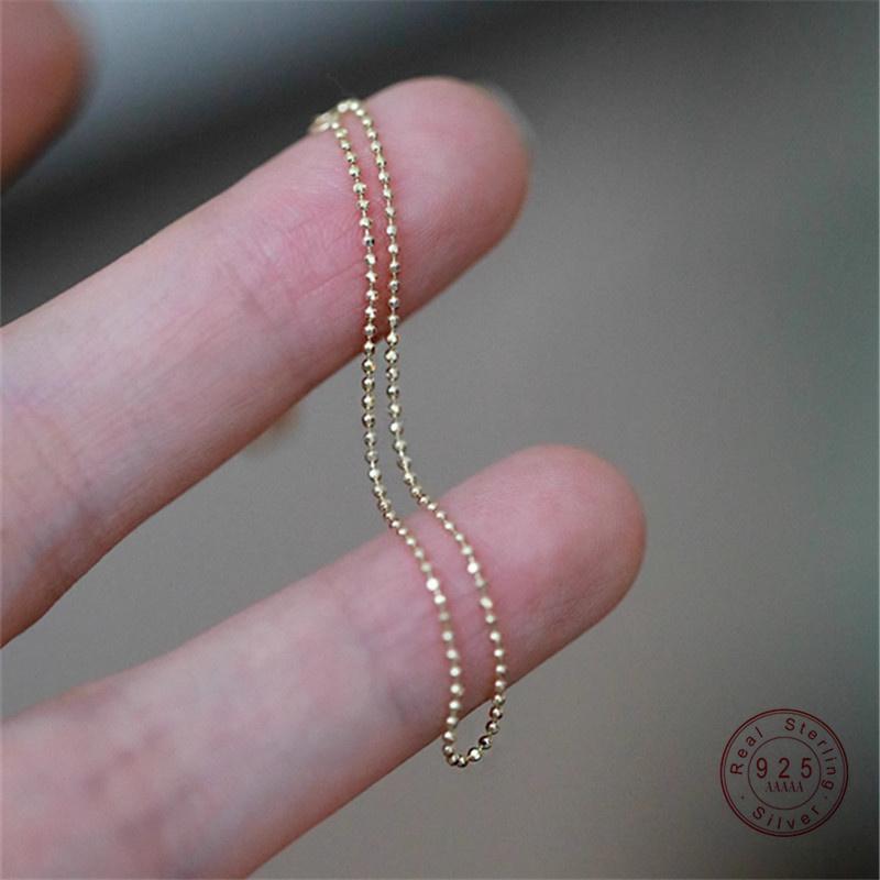 925 Sterling Silver Trendy Plated 14K Gold Bracelets Exquisite Beads Link Chain Adjustable Bracelet For Women Jewelry