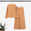 ZANZEA Women Casual Long Sleeve Blouse and Pants Two Piece Suit Sets