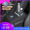 2026 Hot For Volkswagen VW Car Armrest Box Cushion Leather Soft Pad With Cup Holder For VW GTI R Line Polo Golf Passat B6 Tiguan