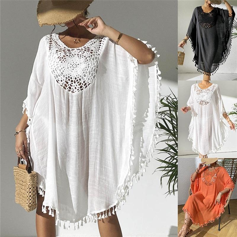 Beach Skirt Summer New Style Ladies Long Skirt Beach Blouse Crocheted Stitching Tassel Swimsuit Bikini Outer Wear