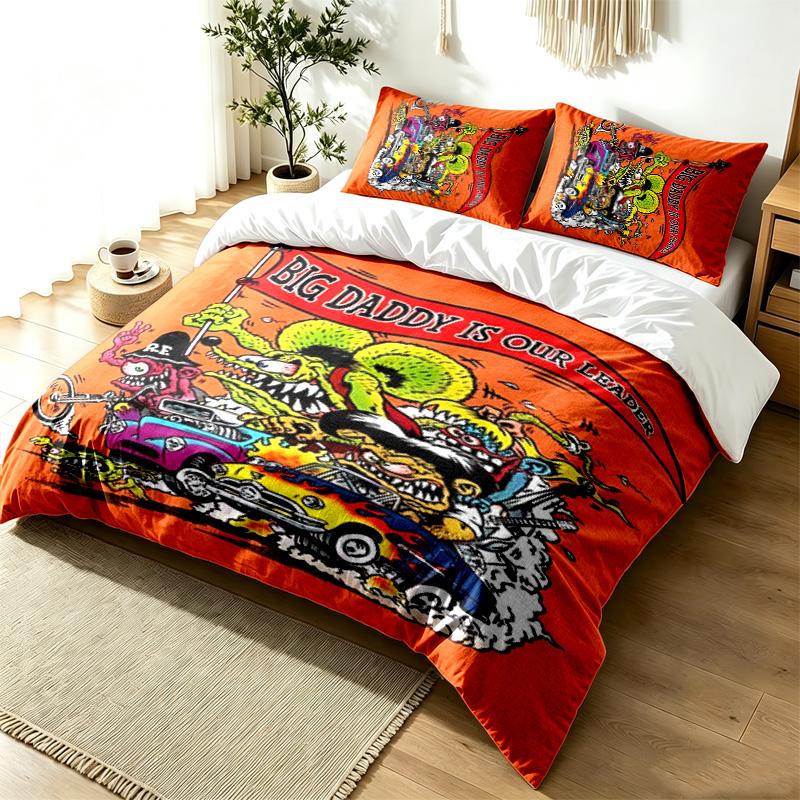 Rat Fink 3pc Duvet Cover Set Simple Modern Bedding Set Wrinkle Resistant Soft Fabric All Season Use a Perfect Gift