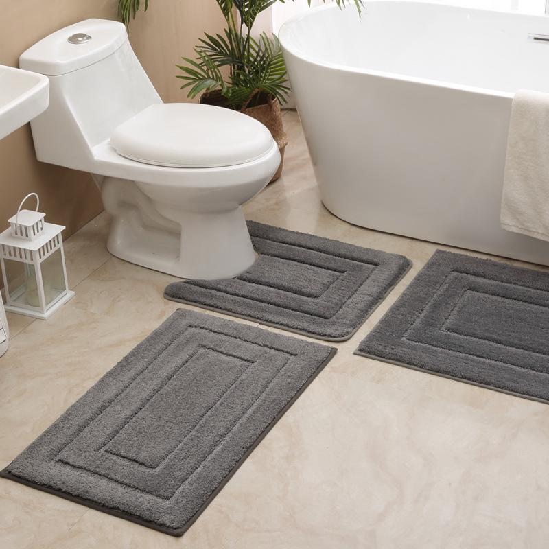 Absorbent Quick-Dry Bathroom Mat Set: 3-Piece Toilet & Washbasin Pads