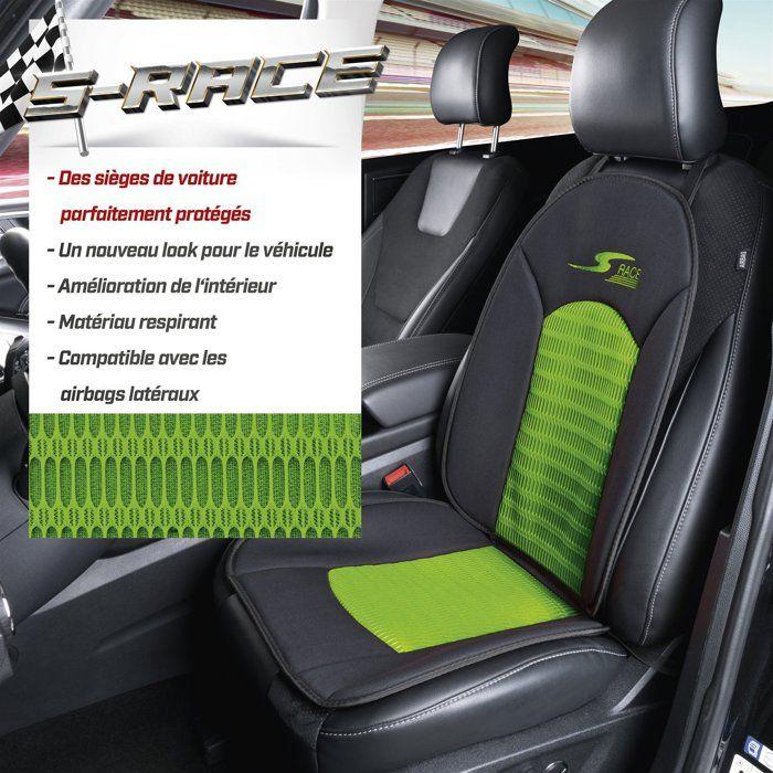 Housses de sièges - s-race - vert - universel - compatible airbag latéral