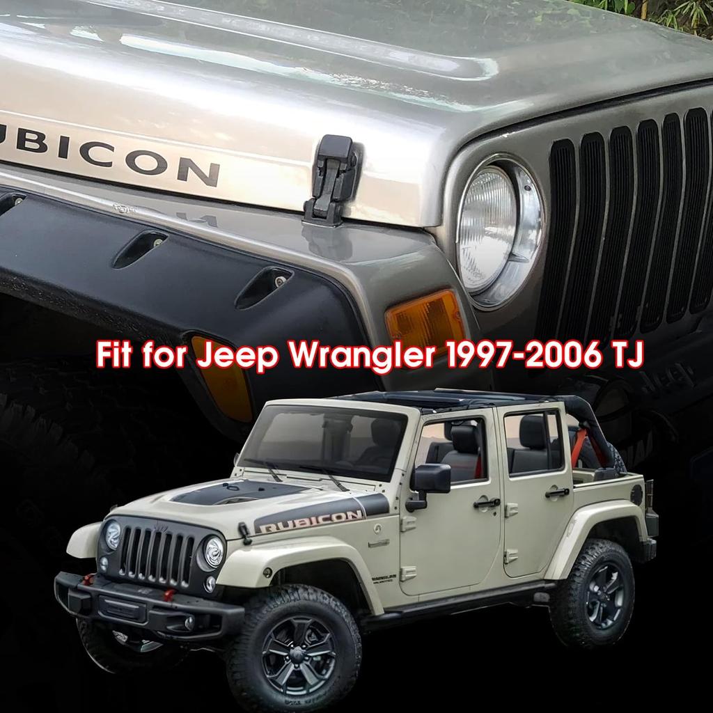 OEM TJ Hood Latches, Original Factory Hood Latch Kit For 1997-2006 Jeep Wrangler TJ Accessories, 1 Pair, Black