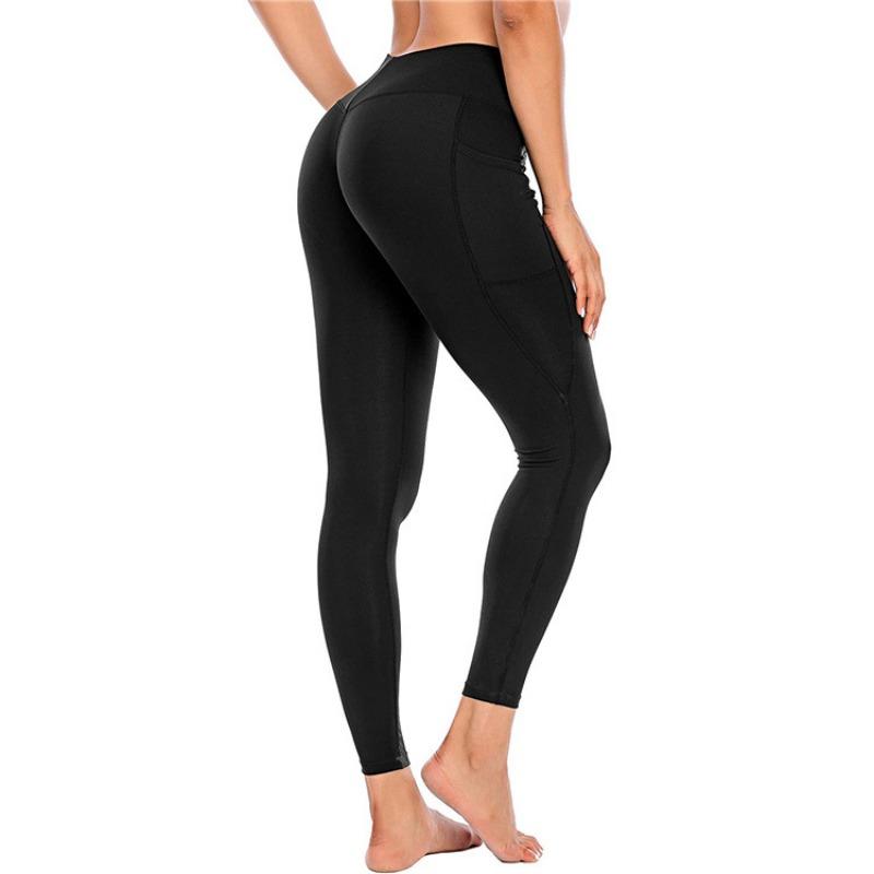 Pantalones de yoga ajustados y sólidos a la moda para mujer, pantalones de entrenamiento de cintura alta para ejercicio, pantalones ajustados para mujer, leggings casuales para mujer 25153
