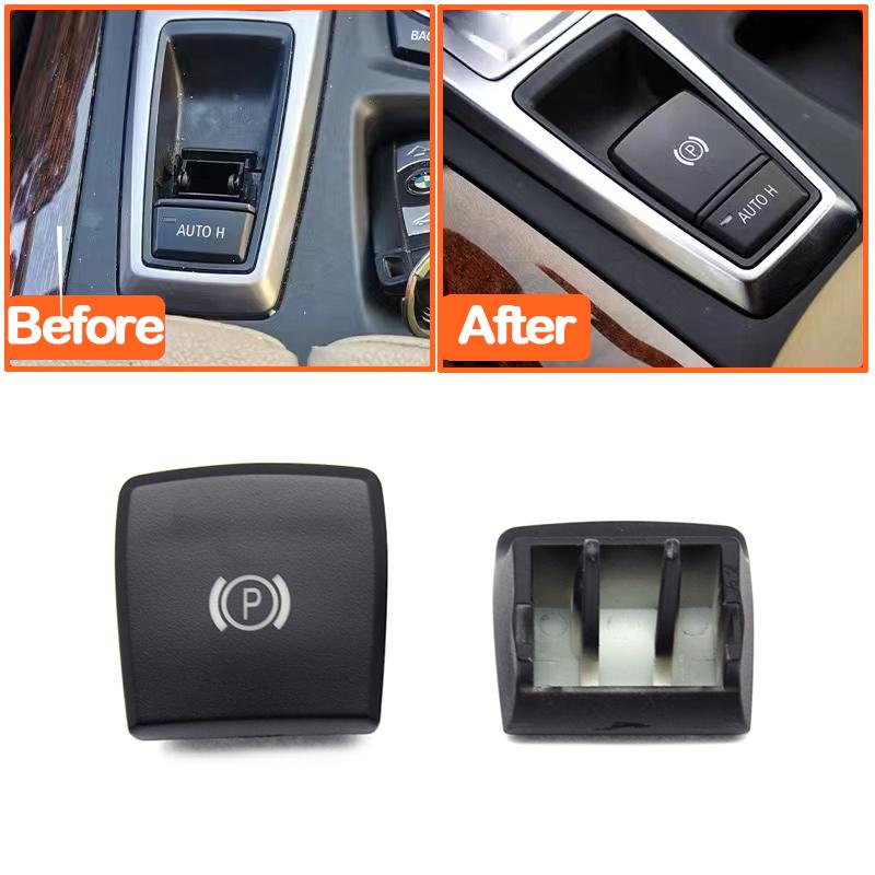 Interior Car Electronic Handbrake Parking Switch Auto H Hold P Button Cover Replacement for BMW X5 E70 X6 E71 E72 61319148508